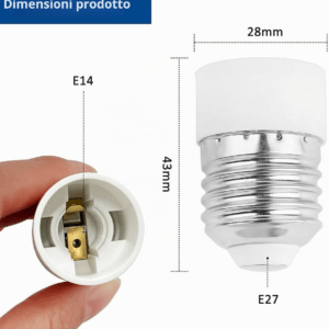 ADATTATORE CONVERTITORE LAMPADE DA E14 A E27