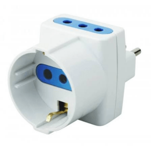 ADATTATORE TRIPLO 2P T SPINA DA 10A 1 SCHUKO